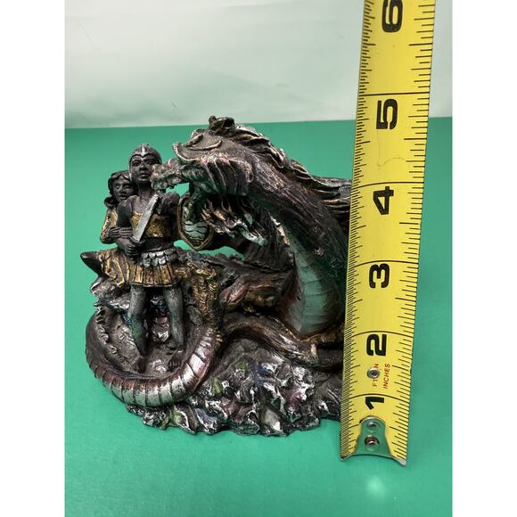 RARE Sinbad fighting a dragon Pewter Statue , Sinbad And The Dragon - Picture 7 of 8